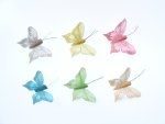 50mm Sherbet Glitter Feather Butterflies.....click for larger image