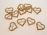 Horizontal Bar Silver Heart Diamonte Buckle or Slider .... click for larger image