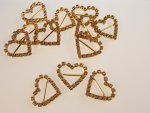 Horizontal Bar 24mm Gold Heart Diamonte Buckle or Slider .... click for larger image