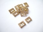 Gold Rectangular Diamonte Buckle or Slider .... click for larger image