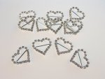 Horizontal Bar Silver Heart Diamonte Buckle or Slider .... click for larger image