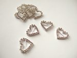 Horizontal Bar Silver Heart Diamonte Buckle or Slider .... click for larger image