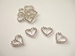 Vertical Bar Silver Heart Diamonte Buckle or Slider .... click for larger image