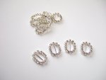Long Bar Silver Oval Diamonte Buckle or Slider .... click for larger image