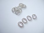 Short Bar Silver Oval Diamonte Buckle or Slider .... click for larger image