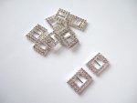 Silver Rectangular Diamonte Buckle or Slider .... click for larger image
